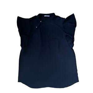 Aritzia Babaton Black Cian Ruffle Blouse Size Large